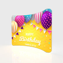 Load image into Gallery viewer, Eight feet tube wide curve frame with printed fabric pillow case media wall birthday backdrop
