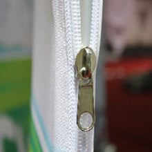 Load image into Gallery viewer, Fabric printed pillow case showing its side with zipper