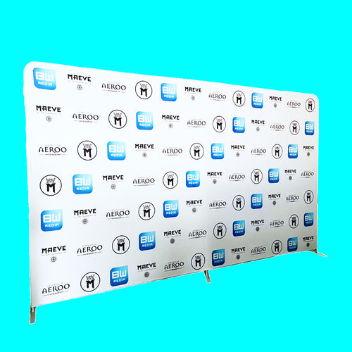 8 x 20 feet step and repeat display white background

