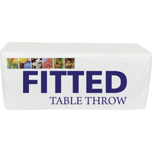 Load image into Gallery viewer, hemmed fitted table throw 6 feet with white background