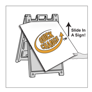 Signicade plastic a frame shows quick change slide in a sign
