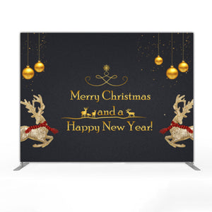 Eight feet wide straight tube frame fabric printed pillow case media wall black Christmas background
