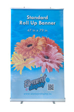 Load image into Gallery viewer, standard extra large roll up banner with floral design