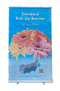 standard extra large roll up banner with floral design